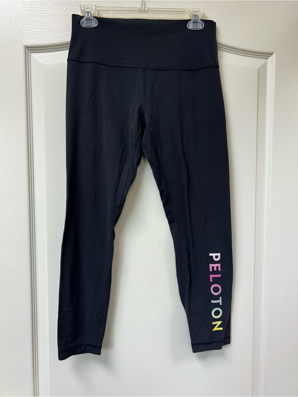 Peloton x Lulu Black Leggings with Multicolor Vertical Logo